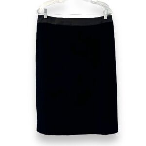 Vintage JS Collections Black Velvet Pencil Skirt Satin Waist Women’s Size 10
